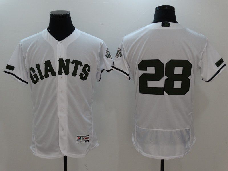 2017 Men MLB San Francisco Giants #28 Buster Posey White Elite Commemorative Edition Jerseys